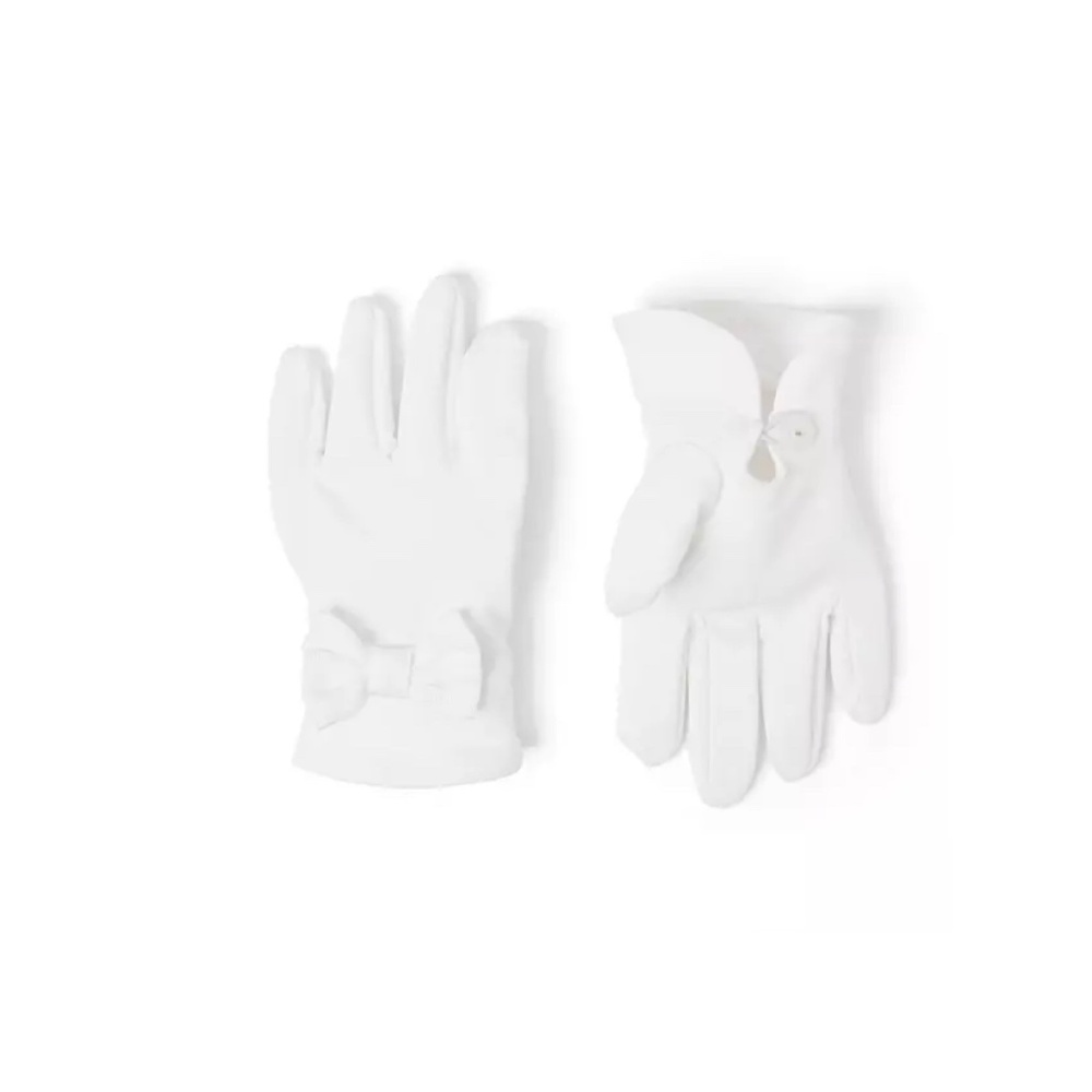NWT - Janie and Jack - Satin White Bow girl gloves - Size 4 to 5